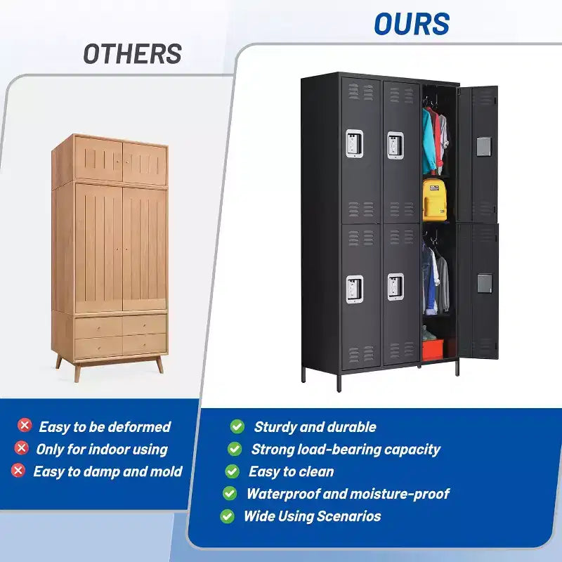 Casier métallique pour employés 6 portes, armoire de rangement pour bureau et industrie, convient pour la maison, le bureau, la salle de sport, l'école