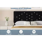 Cadre de lit en velours GustoWave, capitonnage vertical et lattes en bois robustes