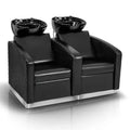 Karl Home 2-Seater Shampoo Bowl and Chair Backwash Unit with 2 Large Ceramic Sinks