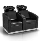 Karl Home 2-Seater Shampoo Bowl and Chair Backwash Unit with 2 Large Ceramic Sinks