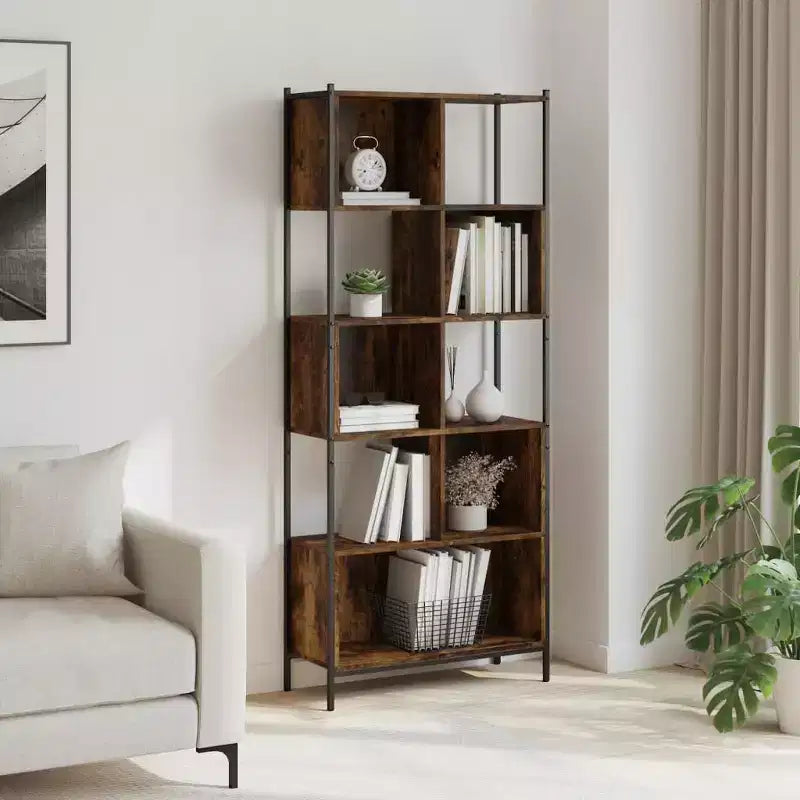 vidaXL Bibliothèque étagère pour bureau salon bois d'ingénierie – Chêne fumé