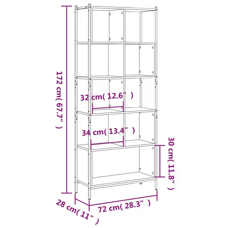 vidaXL Bibliothèque étagère pour bureau salon bois d'ingénierie – Chêne fumé