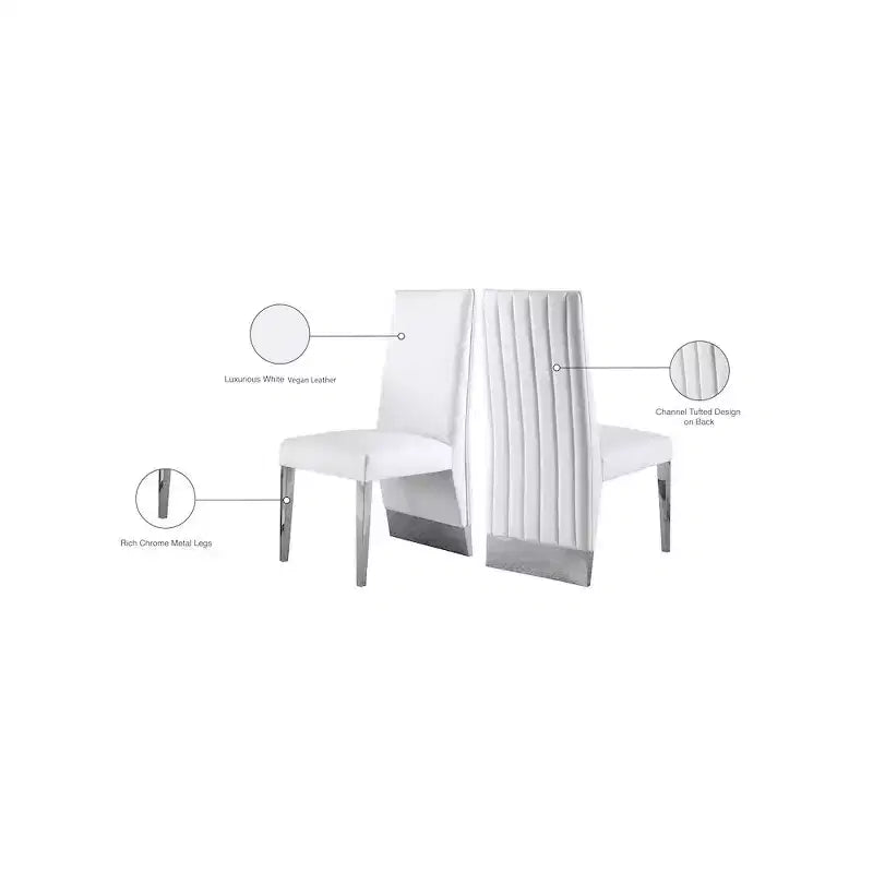 Meridian Furniture, Chaises de salle à manger Porsha en cuir végétalien, ensemble de 2
