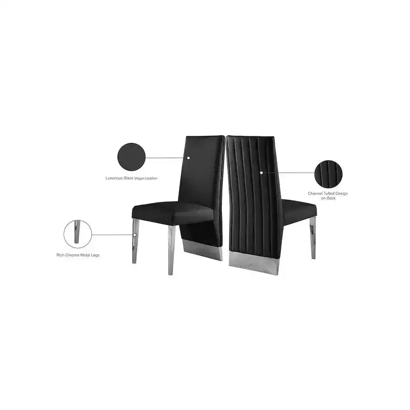 Meridian Furniture, Chaises de salle à manger Porsha en cuir végétalien, ensemble de 2