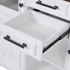 Îlot de cuisine Whisen 54.9, abattant, prise de courant, portes de grange croisées et 4 roulettes