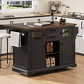 Whisen 54.9 Kitchen Island, Drop Leaf, Power Outlet, Cross Barn Doors & 4 Wheels