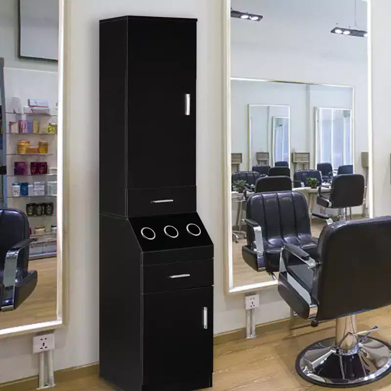 Karl Meuble de rangement pour barbier avec 2 tiroirs, étagère de rangement à 2 niveaux, 1 armoire de rangement