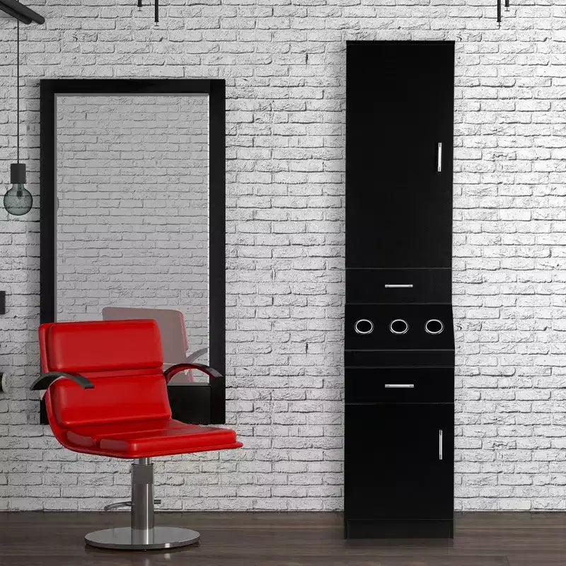 Karl Meuble de rangement pour barbier avec 2 tiroirs, étagère de rangement à 2 niveaux, 1 armoire de rangement