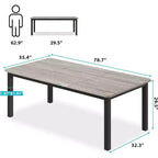 Table à manger industrielle CuisinSmart pour 6 à 8 personnes, grande table de cuisine en bois de 200 cm avec cadre en métal robuste