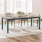 Table à manger industrielle CuisinSmart pour 6 à 8 personnes, grande table de cuisine en bois de 200 cm avec cadre en métal robuste