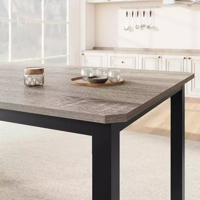 Table à manger industrielle CuisinSmart pour 6 à 8 personnes, grande table de cuisine en bois de 200 cm avec cadre en métal robuste