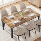 Table à manger industrielle CuisinSmart pour 6 à 8 personnes, grande table de cuisine en bois de 200 cm avec cadre en métal robuste
