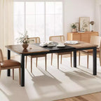 Table à manger industrielle CuisinSmart pour 6 à 8 personnes, grande table de cuisine en bois de 200 cm avec cadre en métal robuste