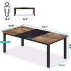 Table à manger industrielle CuisinSmart pour 6 à 8 personnes, grande table de cuisine en bois de 200 cm avec cadre en métal robuste