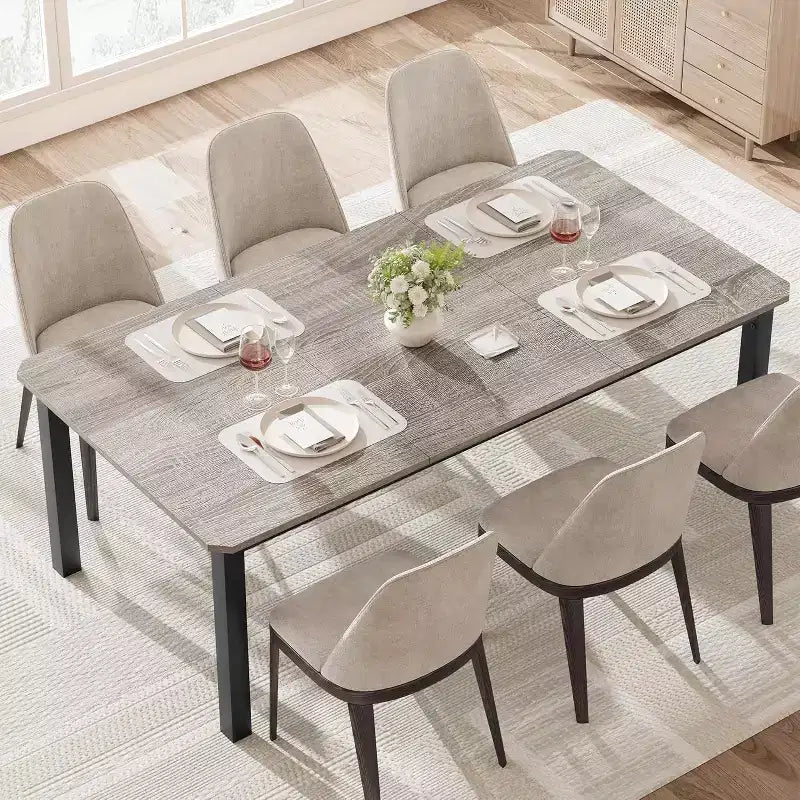 Table à manger industrielle CuisinSmart pour 6 à 8 personnes, grande table de cuisine en bois de 200 cm avec cadre en métal robuste