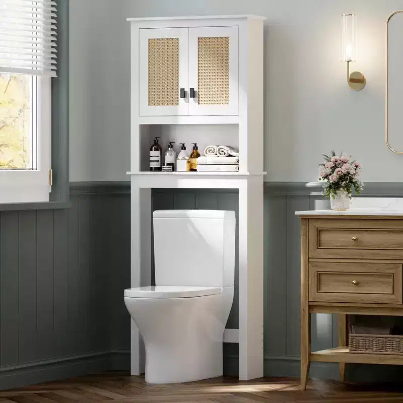 Over The Toilet Storage Cabinet, Over Toilet Bathroom Organizer with Adjustable Shelves, Freestanding Space Saving Toilet Rack For Bathroom