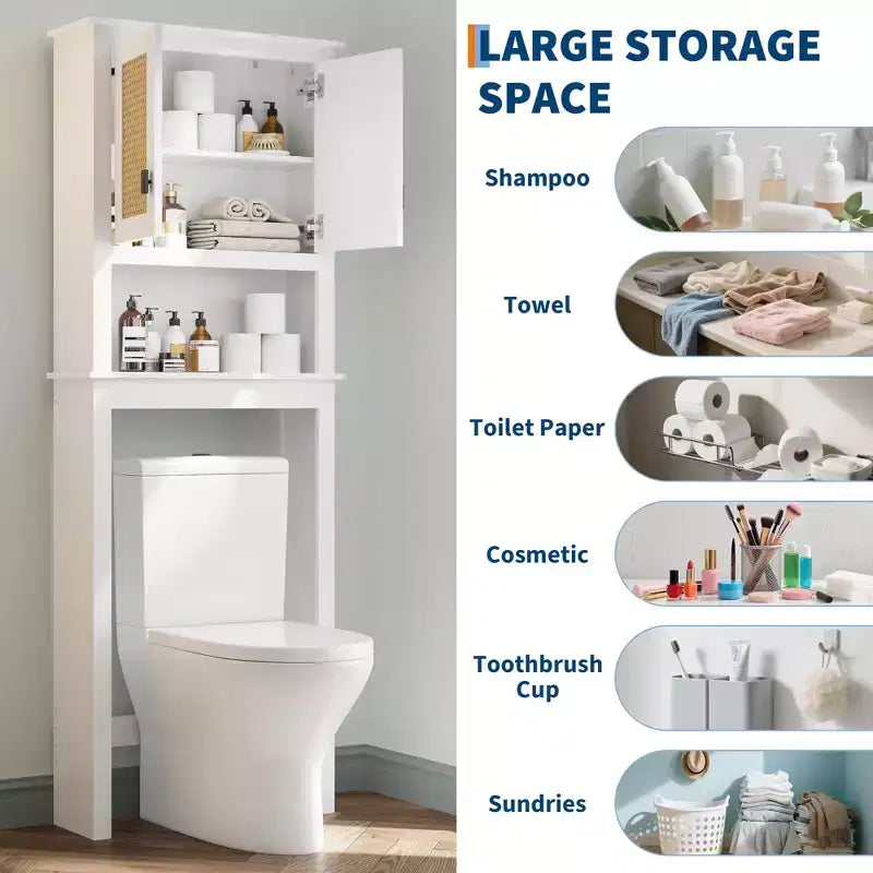 Meuble de rangement au-dessus des toilettes, Organisateur de salle de bain au-dessus des toilettes avec étagères réglables, Étagère WC autoportante peu encombrante pour salle de bain