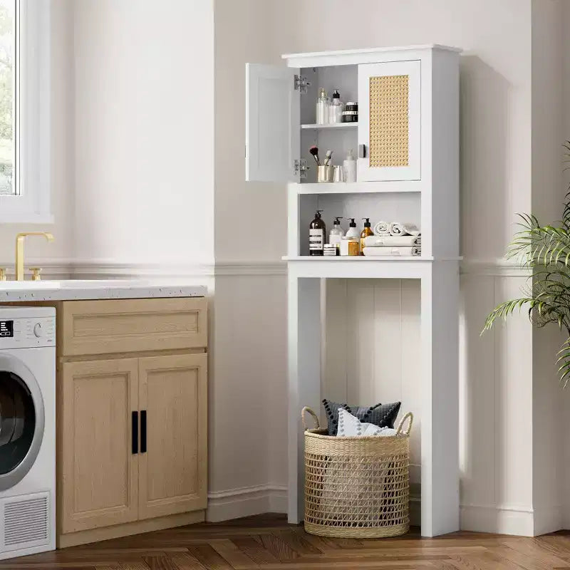 Meuble de rangement au-dessus des toilettes, Organisateur de salle de bain au-dessus des toilettes avec étagères réglables, Étagère WC autoportante peu encombrante pour salle de bain