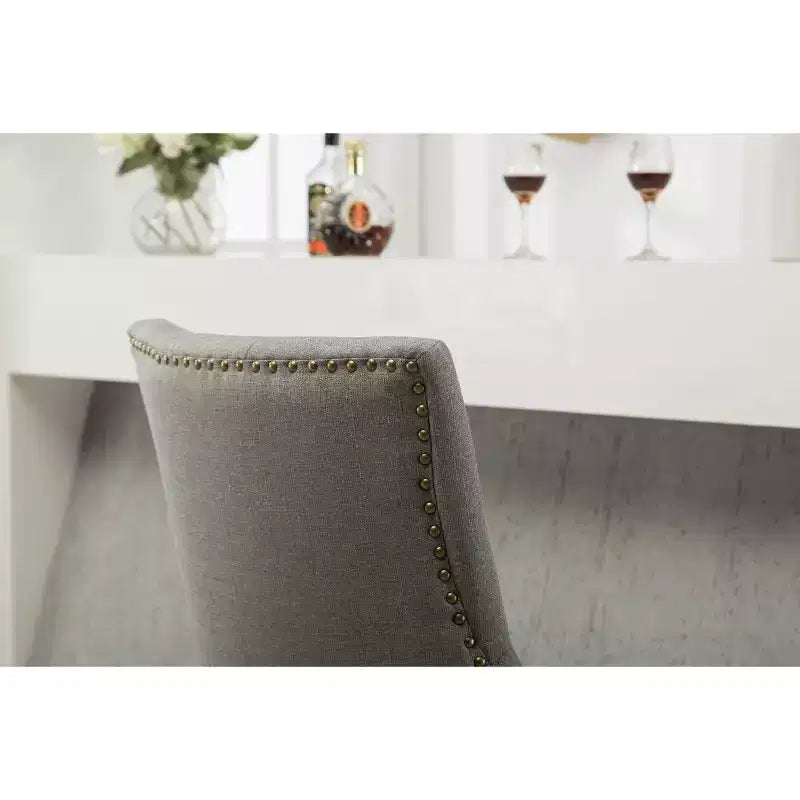 Lot de 2 chaises de salle à manger Okak Wingback, en bois massif, boutonnées et capitonnées avec garniture cloutée, chaises d'appoint pour salle à manger formelle
