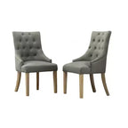 Lot de 2 chaises de salle à manger Okak Wingback, en bois massif, boutonnées et capitonnées avec garniture cloutée, chaises d'appoint pour salle à manger formelle