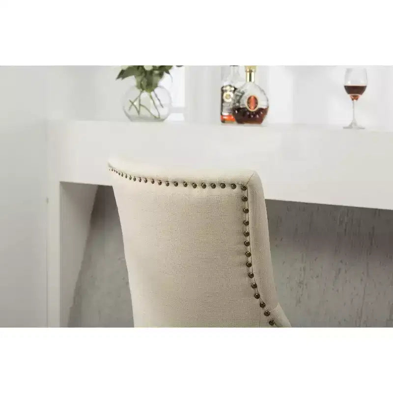 Lot de 2 chaises de salle à manger Okak Wingback, en bois massif, boutonnées et capitonnées avec garniture cloutée, chaises d'appoint pour salle à manger formelle