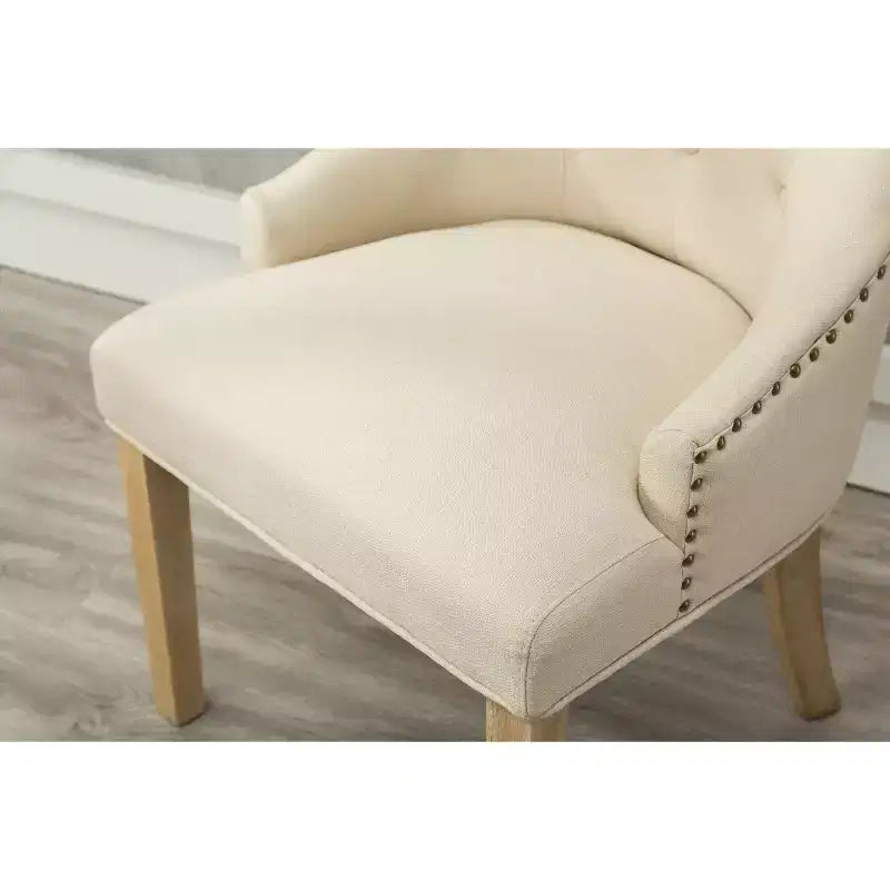 Lot de 2 chaises de salle à manger Okak Wingback, en bois massif, boutonnées et capitonnées avec garniture cloutée, chaises d'appoint pour salle à manger formelle