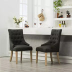 Lot de 2 chaises de salle à manger Okak Wingback, en bois massif, boutonnées et capitonnées avec garniture cloutée, chaises d'appoint pour salle à manger formelle