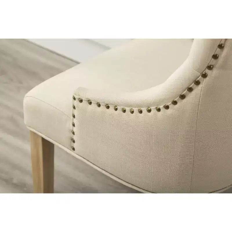 Lot de 2 chaises de salle à manger Okak Wingback, en bois massif, boutonnées et capitonnées avec garniture cloutée, chaises d'appoint pour salle à manger formelle