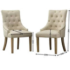 Lot de 2 chaises de salle à manger Okak Wingback, en bois massif, boutonnées et capitonnées avec garniture cloutée, chaises d'appoint pour salle à manger formelle