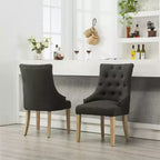 Lot de 2 chaises de salle à manger Okak Wingback, en bois massif, boutonnées et capitonnées avec garniture cloutée, chaises d'appoint pour salle à manger formelle