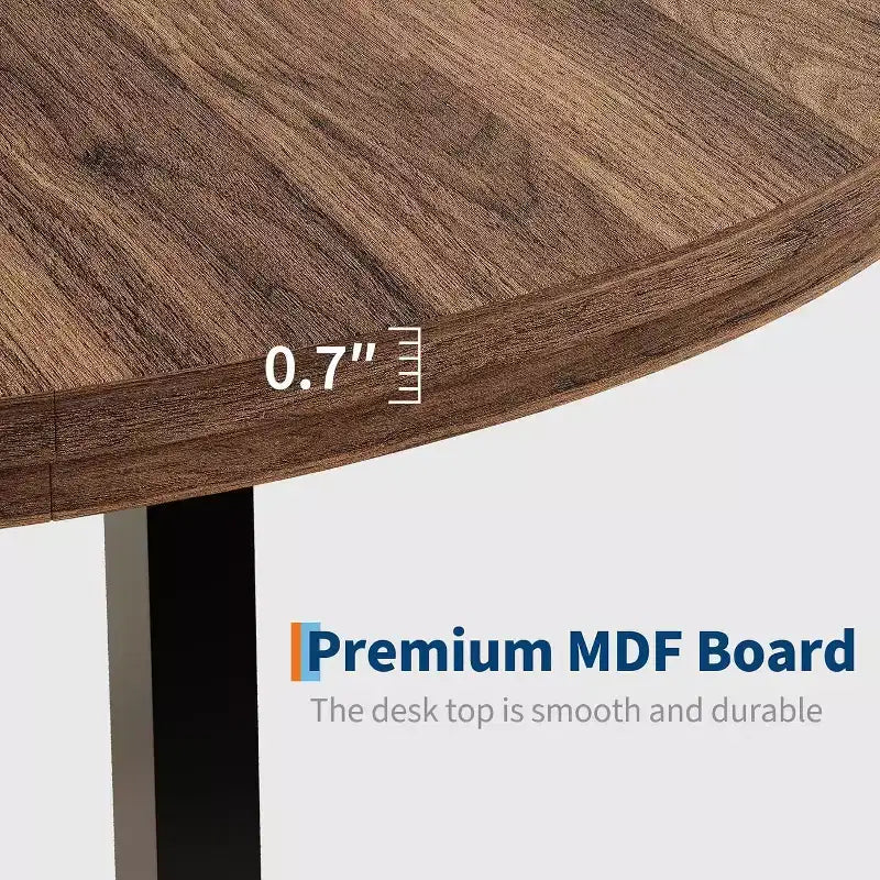 CuisinSmart Table à Manger Ronde de 120 cm, Table à Dîner Industrielle pour 4 à 6 Personnes, Table de Cuisine en Bois avec Cadre Métallique Robuste et Finition Rustique