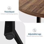 CuisinSmart Table à Manger Ronde de 120 cm, Table à Dîner Industrielle pour 4 à 6 Personnes, Table de Cuisine en Bois avec Cadre Métallique Robuste et Finition Rustique