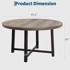 CuisinSmart Table à Manger Ronde de 120 cm, Table à Dîner Industrielle pour 4 à 6 Personnes, Table de Cuisine en Bois avec Cadre Métallique Robuste et Finition Rustique