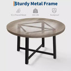 CuisinSmart Table à Manger Ronde de 120 cm, Table à Dîner Industrielle pour 4 à 6 Personnes, Table de Cuisine en Bois avec Cadre Métallique Robuste et Finition Rustique
