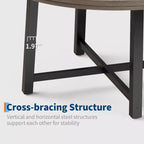 CuisinSmart Table à Manger Ronde de 120 cm, Table à Dîner Industrielle pour 4 à 6 Personnes, Table de Cuisine en Bois avec Cadre Métallique Robuste et Finition Rustique