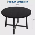 CuisinSmart Table à Manger Ronde de 120 cm, Table à Dîner Industrielle pour 4 à 6 Personnes, Table de Cuisine en Bois avec Cadre Métallique Robuste et Finition Rustique