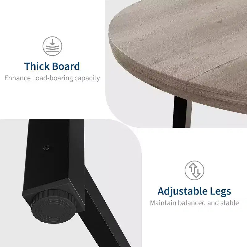 CuisinSmart Table à Manger Ronde de 120 cm, Table à Dîner Industrielle pour 4 à 6 Personnes, Table de Cuisine en Bois avec Cadre Métallique Robuste et Finition Rustique