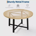 CuisinSmart Table à Manger Ronde de 120 cm, Table à Dîner Industrielle pour 4 à 6 Personnes, Table de Cuisine en Bois avec Cadre Métallique Robuste et Finition Rustique