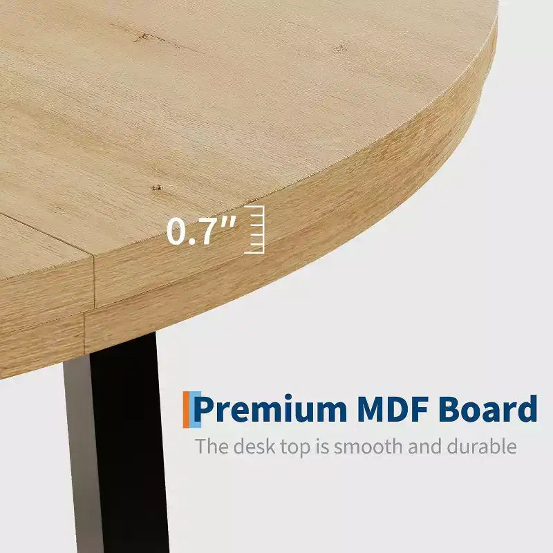 CuisinSmart Table à Manger Ronde de 120 cm, Table à Dîner Industrielle pour 4 à 6 Personnes, Table de Cuisine en Bois avec Cadre Métallique Robuste et Finition Rustique