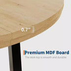 CuisinSmart Table à Manger Ronde de 120 cm, Table à Dîner Industrielle pour 4 à 6 Personnes, Table de Cuisine en Bois avec Cadre Métallique Robuste et Finition Rustique