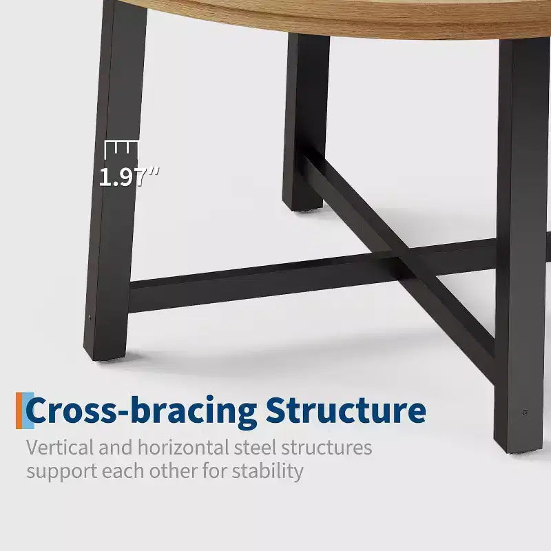 CuisinSmart Table à Manger Ronde de 120 cm, Table à Dîner Industrielle pour 4 à 6 Personnes, Table de Cuisine en Bois avec Cadre Métallique Robuste et Finition Rustique