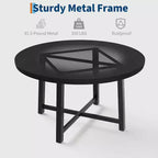 CuisinSmart Table à Manger Ronde de 120 cm, Table à Dîner Industrielle pour 4 à 6 Personnes, Table de Cuisine en Bois avec Cadre Métallique Robuste et Finition Rustique
