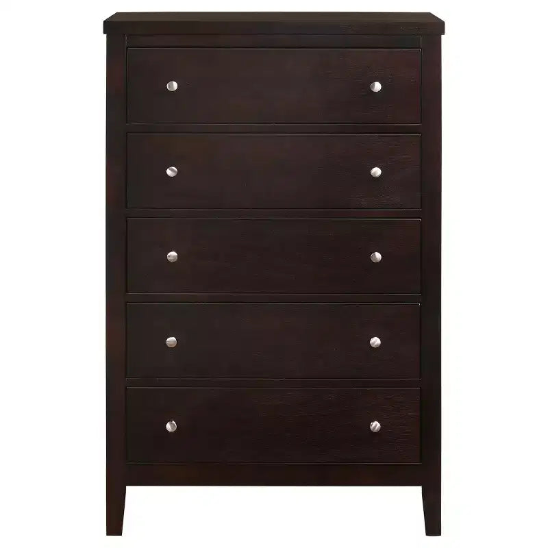 Commode en bois à 5 tiroirs Okak, commode de rangement moderne et polyvalente pour chambre/bureau