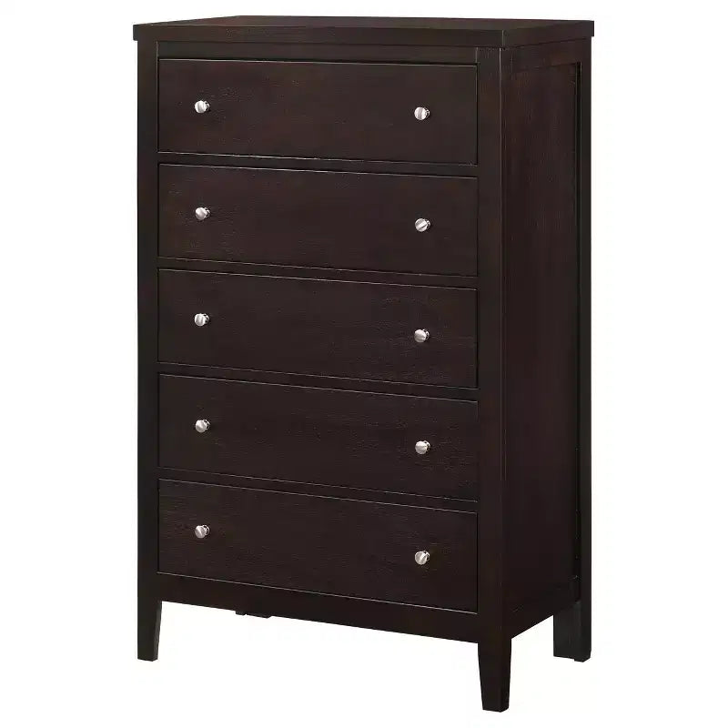 Commode en bois à 5 tiroirs Okak, commode de rangement moderne et polyvalente pour chambre/bureau