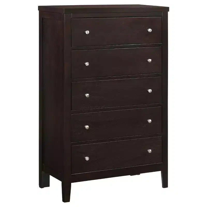 Commode en bois à 5 tiroirs Okak, commode de rangement moderne et polyvalente pour chambre/bureau