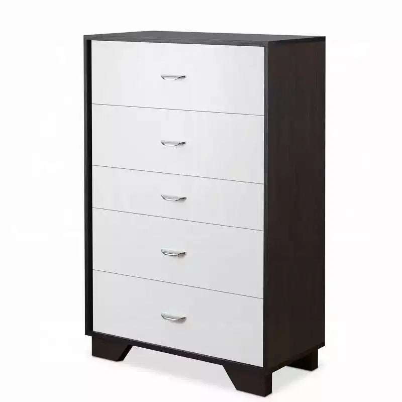 Commode en bois à 5 tiroirs Okak, commode de rangement moderne et polyvalente pour chambre/bureau