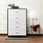 Commode en bois à 5 tiroirs Okak, commode de rangement moderne et polyvalente pour chambre/bureau