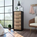 Commode en bois à 5 tiroirs Okak, commode de rangement moderne et polyvalente pour chambre/bureau