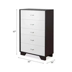 Commode en bois à 5 tiroirs Okak, commode de rangement moderne et polyvalente pour chambre/bureau