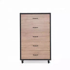 Commode en bois à 5 tiroirs Okak, commode de rangement moderne et polyvalente pour chambre/bureau